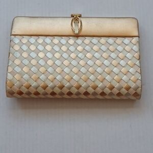 Free Add-on Gold, Silver & Cream Weaved Clutch Purse